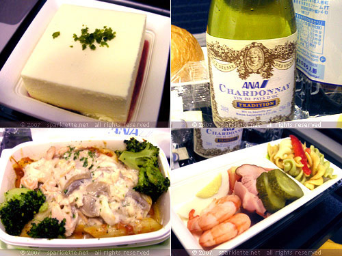 Creamy Seafood Penne Marinara served on board the plane