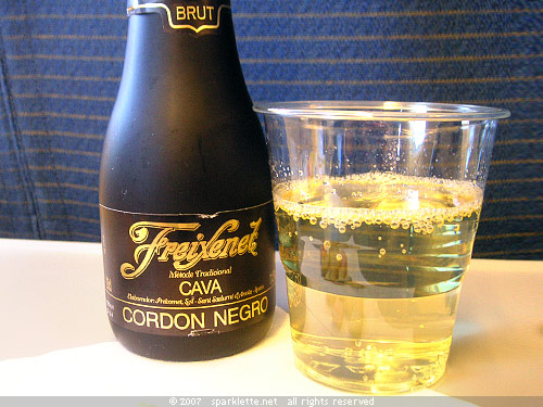 Sparkling wine served on board the plane