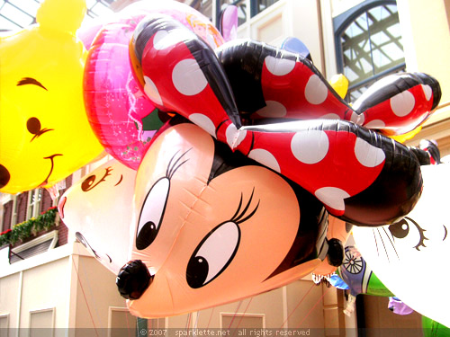 Colourful balloons in the shapes of Disney characters