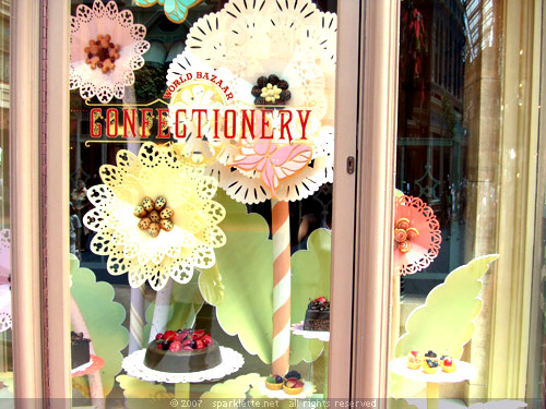 World Bazaar Confectionery glass cabinet window
