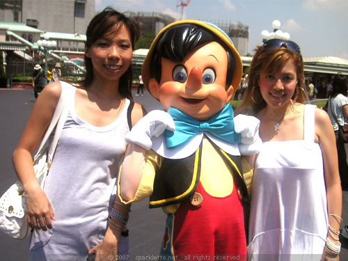 Xanthe and I with Pinocchio, Disneyland