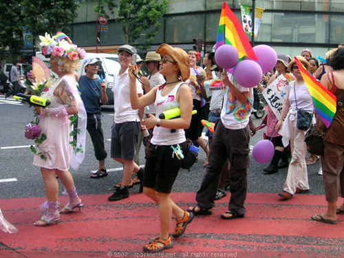 Gay parade, dude dressed as a bride