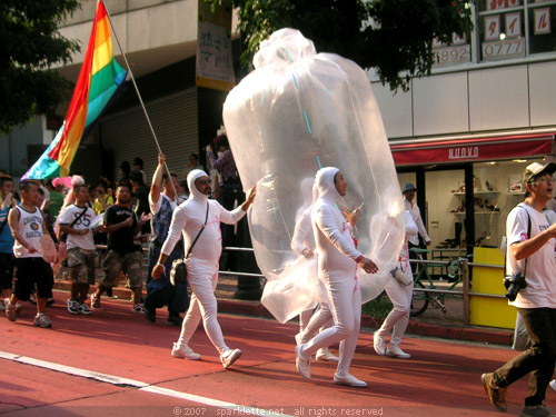 Gay parade, dude in a bubble