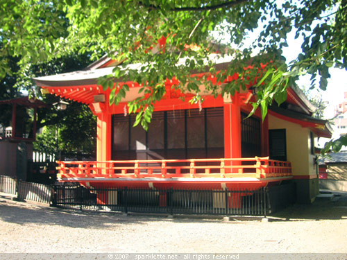 Stage used for performances in a Shinto shrine