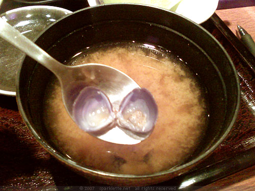 Miso soup with shells