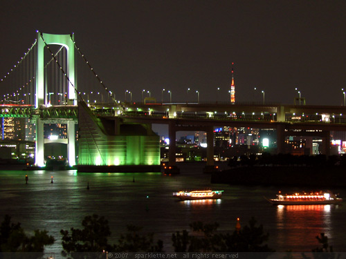 Rainbow Bridge connecting Odaiba to the Tokyo waterfront