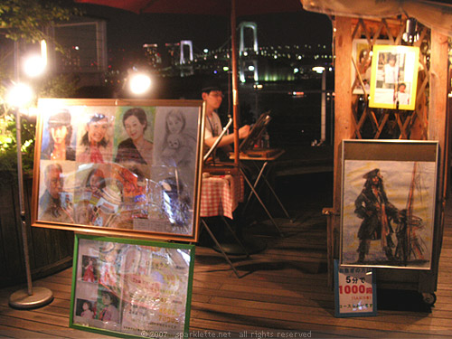 Portrait artist at Decks Tokyo Beach