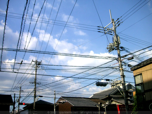 Maze of overhead wires