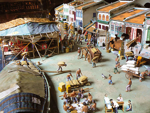 Miniature model of Singapore in the mid-19th century