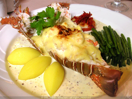 Lobster thermidor baked in the shell