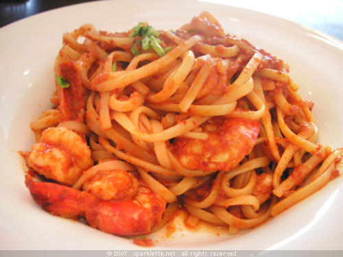 Assam Prawns with Linguini