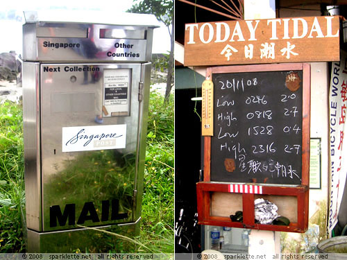 Postbox and tide information at Pulau Ubin