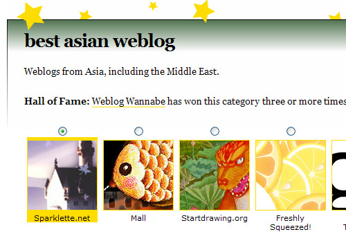The 2008 Bloggies - Vote Sparklette for Best Asian Blog!