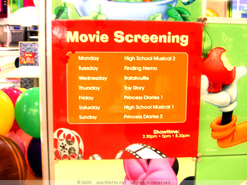 Movie screening schedule at Disney Naturally