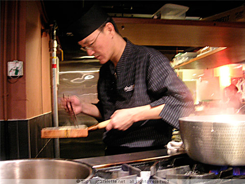Chef making Japanese-style omelette