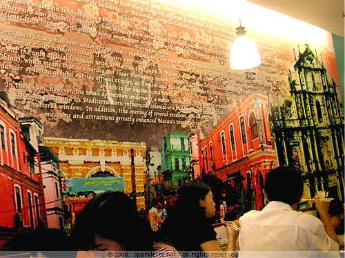 Colourful wall murals at Macau Express