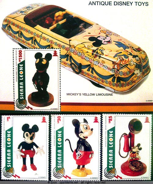 Stamps featuring antique Disney toys