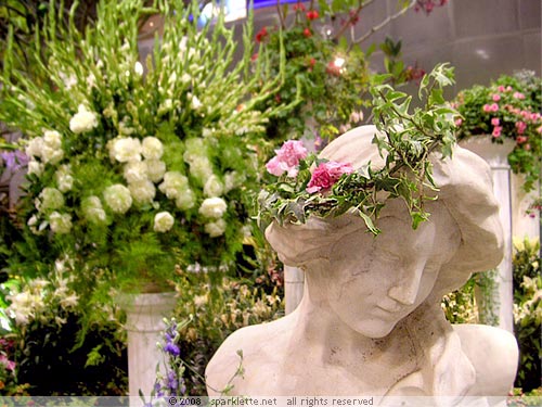 Clay statue in garden