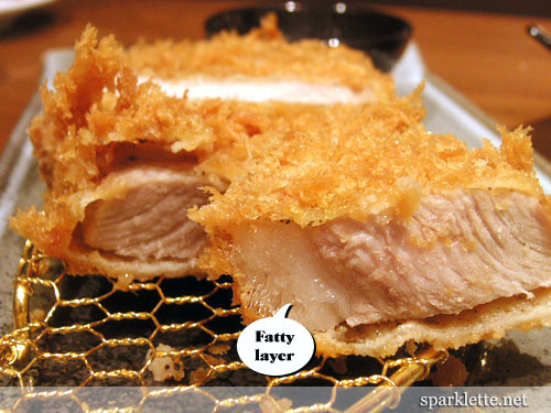 Layer of fat in pork loin katsu