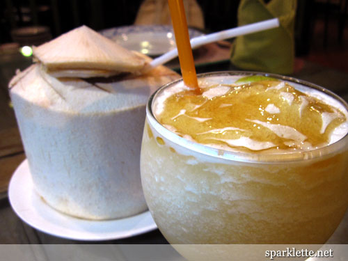 Fresh coconut and lemonade with honey