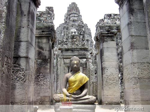 Buddha statue at the Bayon in Angkor Thom, Cambodia