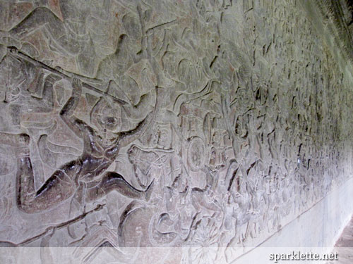 The Battle of Kurukshetra bas-relief at Angkor Wat, Cambodia
