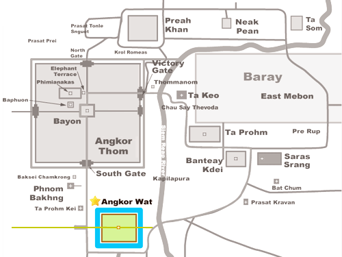Map of Angkor Wat, Cambodia