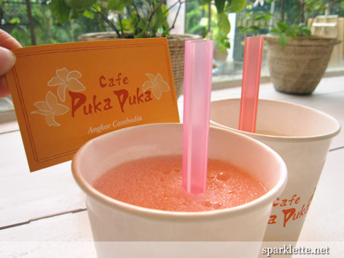 A couple of smoothies from Café Puka Puka, Siem Reap