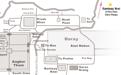 Map of Banteay Srei, Cambodia