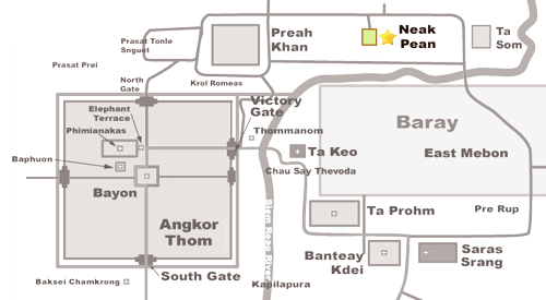 Map of Neak Pean, Cambodia