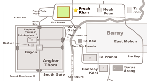 Map of Preah Khan, Cambodia