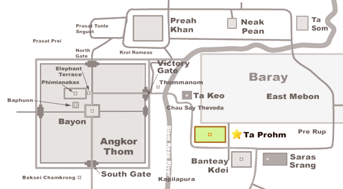 Map of Ta Prohm, Cambodia