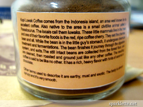 Kopi Luwak (civet or weasel coffee)