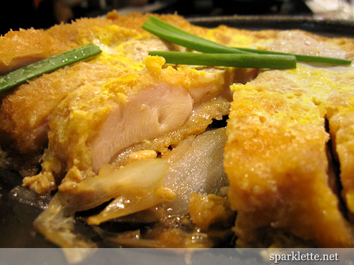 Chicken Katsu Tamago Toji (chicken cutlet with scrambled egg)
