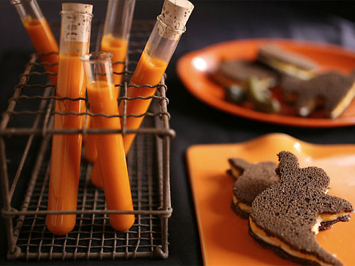 Vampire blood tomato soup test-tube shooters, 25 Halloween Dishes for an Extreme Halloween