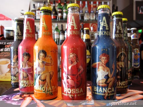 Soda labels of the Abbondio soda drinks