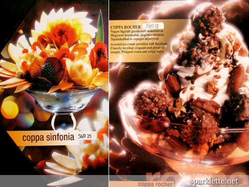 Rocher sundae in restaurant menu designs