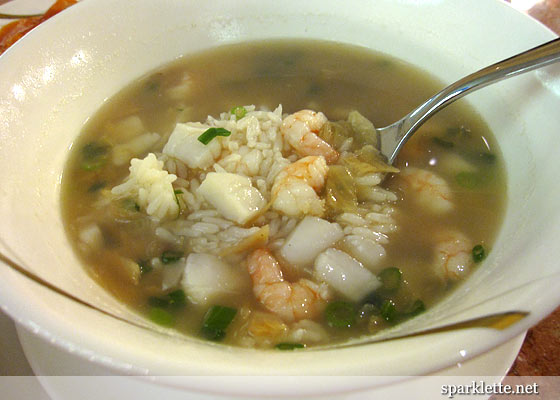 Cantonese seafood rice in chicken broth