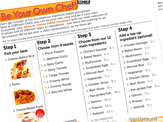 Eighteen Chefs menu