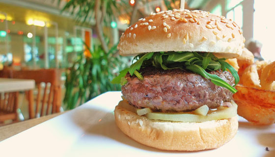 Blue cheese and William pear beef burger