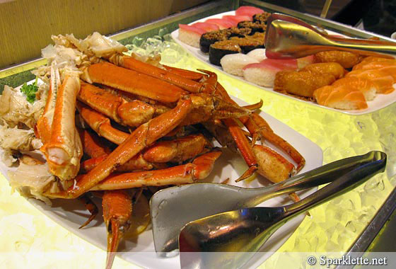 Crab legs and sushi