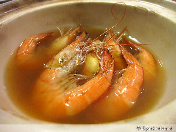 Drunken prawns with Chinese herbs