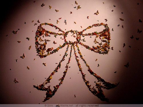 Giant ribbon made completely out of padded butterflies